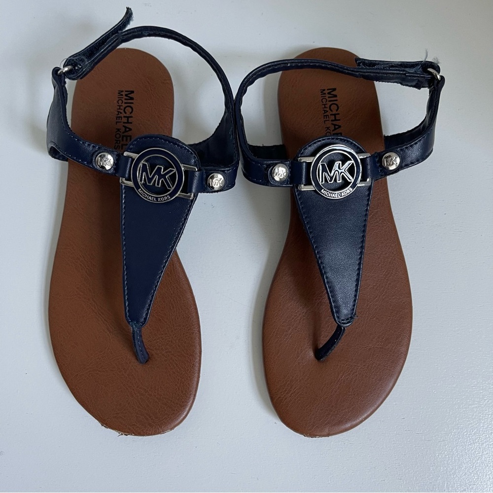Girls Michael Kors Medley Navy T-Strap Sandals 1